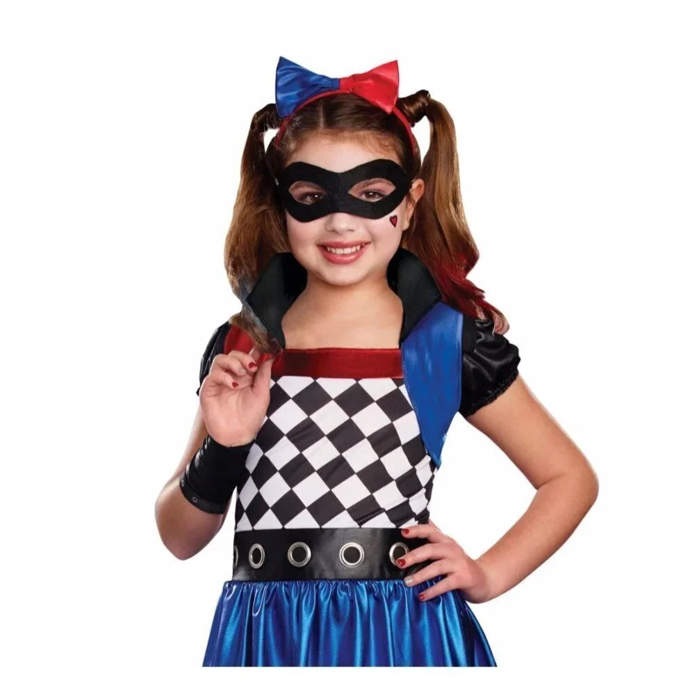 Halloween Girls Kids Lil' Harlequin Joker Costume Sz M (8/10)